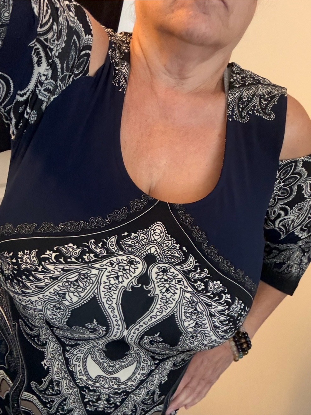 NWOT Venus Dress Navy/Silver Patterned Dress. New, never worn, perfect condition